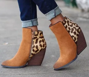 Very Volatile Size 7.5 Bootie Chatter Leopard Leather Calf Hair Stack Heel Brown thumbnail 1