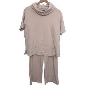 Barefoot Dreams Malibu Luxe Lounge Raglan Pullover & Wide Leg Pants Shell Pink L thumbnail 2