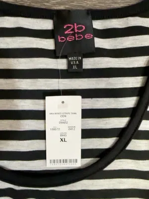 NWT 2B Bebe Women’s XL Black & White Striped Colorblock Bodycon Tank Dress USA thumbnail 6