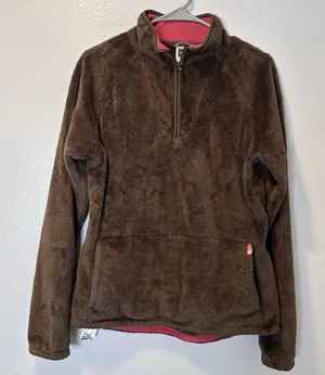 The North Face Size-L/G Womens Brown Fleece 1/4 Zip‎ Pullover Jacket thumbnail 1