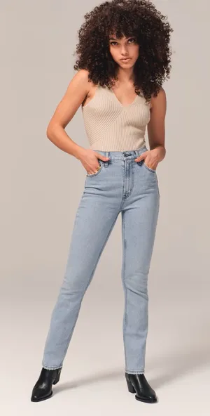 Abercrombie Ultra High Rise Slim Straight Jean thumbnail 1