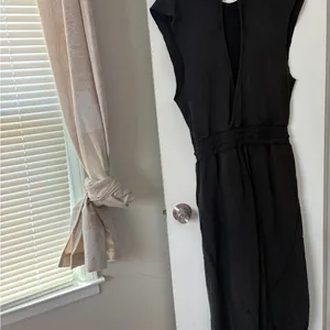 Free People Black Wide-Leg Drawstring Jumpsuit thumbnail 5