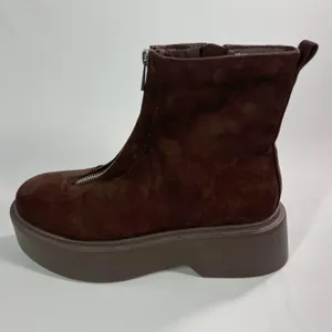 Portland Boot Company Womens 7 Chocolate Suede Front Zip Lug Sole Platform Boots thumbnail 5