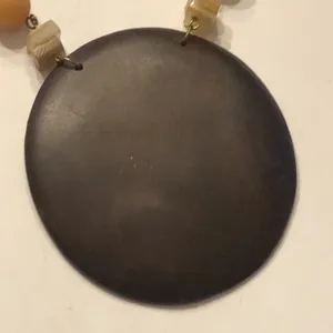 Vintage Wooden Pendant & Soft Satin Gold Beaded Chain Boho Necklace thumbnail 3