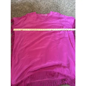 Marie Oliver Maura Pink Size X Small Dress Feather Trim V-Neck 100% Silk thumbnail 4