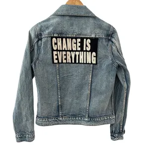 PAM & GELA Statement Denim Embroidered Jacket with Rhinestone Eagles‎ Size Small thumbnail 5