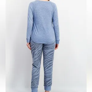 Karen Neuburger 3 Pieces Textured Pajama Set, Blue thumbnail 5