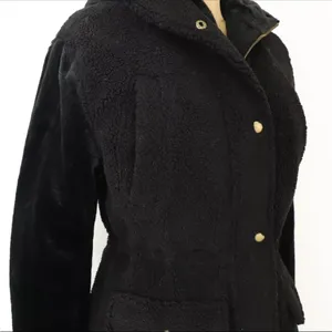NWOT Eden Society Sherpa Faux Fur Lined Black Hooded Jacket Women’s Size L‎ thumbnail 6