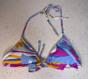 Roxy Womens Multicolor Abstract‎ Geometric Triangle Halter Bikini Top Small S thumbnail 1