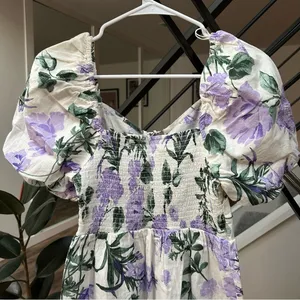 River Island floral midi dress in light purple size S (US 6) thumbnail 3