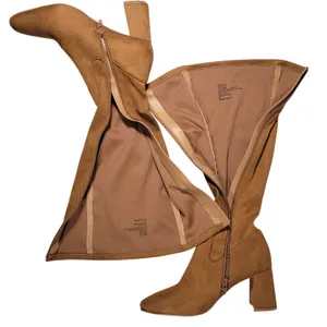 Nordstrom‎ Rack Tan Suede Square Toe Block Heel Knee High Boots Women Size 5 thumbnail 2