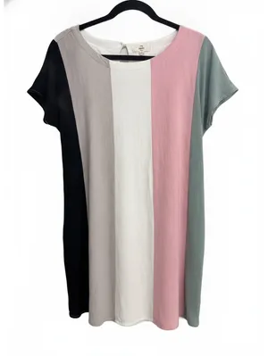 Entro Women's Small Colorblock Linen Blend Shift Dress thumbnail 1
