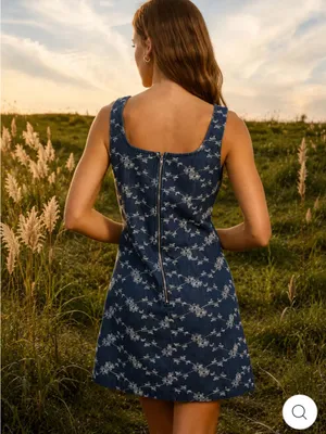 Blu Pepper Floral Embroidered Denim Mini Dress – Small (NWT) thumbnail 3