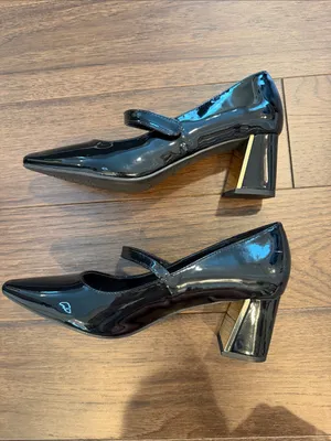 Jones New York Black Patent Mary Jane Pumps with Block Heel Size 8 - C36-074 thumbnail 4