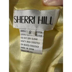 Sherri Hill 52379 Yellow Satin Short Cocktail Dress Fit & Flare Size 8 V-Neck thumbnail 12