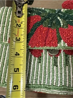 Viral Made in India Red Hot Chili Pepper Beaded Striped Shoulder Bag Charm NWT thumbnail 12
