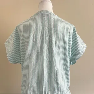 Vineyard Vines Seersucker Striped Romper in Aqua Size Large Short Sleeve thumbnail 8