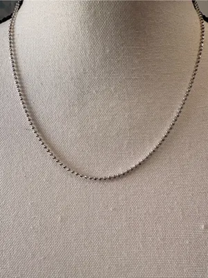 Sterling Silver Moon Cut Bead 2MM Necklace 18” thumbnail 2