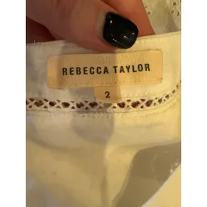 Rebecca Taylor Dress Women‎ 2 White Netted Eyelet Tie Waist Cap Sleeve Midi Boho thumbnail 12