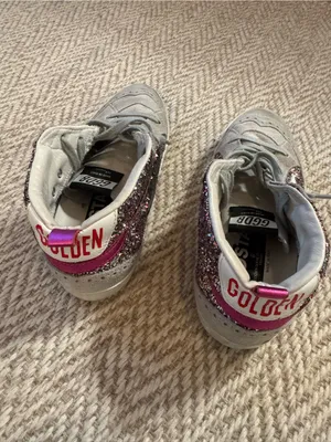 Golden Goose Gray & Pink Glitter Mid-Top Sneaker | Size 37 thumbnail 4