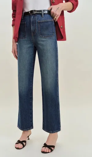 Reformation Alyssa Stretch High Rise Wide Leg Cropped Jeans thumbnail 1