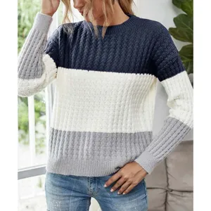 Navy Gray Colorblock Crew Sweater MEDIUM Oversized Soft Boyfriend White Soft thumbnail 7