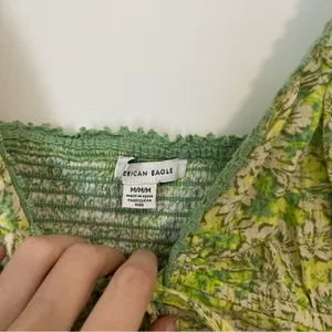 NWT American Eagle Tie Front Green Floral Tank size Medium thumbnail 5