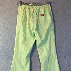 Dickies Scrub Pants Women Small‎ Lime Green Drawstring Cargo Medical Uniform EUC thumbnail 4
