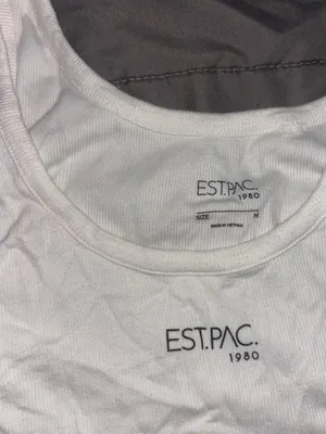 aerie White Ribbed Scoop Tank with EST.PAC Logo thumbnail 2