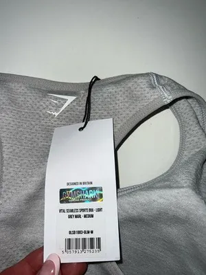 Gymshark Vital Seamless Sports Bra Light Grey Marl - Medium thumbnail 3