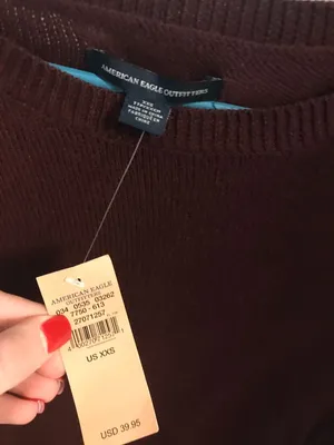 American Eagle Burgundy Sweater With Stripes thumbnail 2
