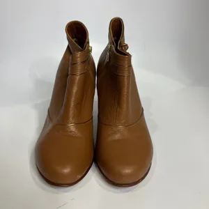 Anthropologie Brand Luisa Perea tan leather heeled ankle boots women's‎ size 39 thumbnail 2