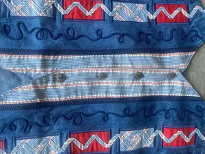 Vintage Koret Denim Vest Womens Sz Medium Blue Button Down Patterned thumbnail 3