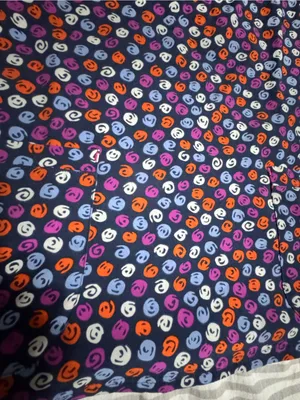 Happy Scrubs Smiley Print V-Neck Top - Navy/Purple/Pink M thumbnail 3
