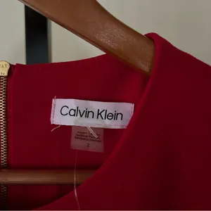 Calvin Klein Puff Sleeve Sheath Dress 3/4 Long‎ Sleeves Red NEW Size 2 thumbnail 4