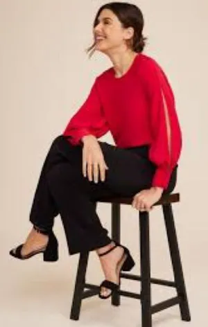 Maurices red Fallon blouse open‎ sleeve keyhole back size medium NWT thumbnail 1
