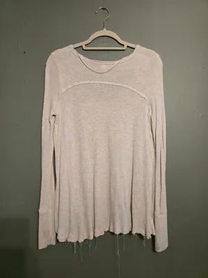 We The Free Cream Scoop-Neck Waffle Knit Top XS thumbnail 2