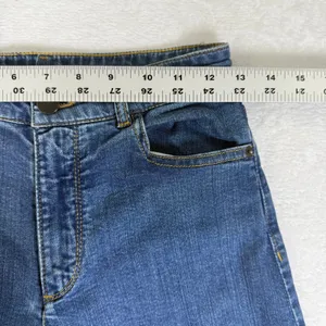 Alice + Olivia Wide Leg Jeans Blue Denim Boho Embroidered Pom‎ Pom Hem Size 25 thumbnail 3