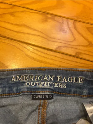 American Eagle Super Stretch Super Low Rise Shortie Denim Jean Shorts Size 00 thumbnail 3