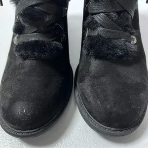 A New Day Larina Black Faux Fur Heeled Ankle Boots thumbnail 4