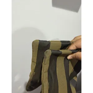 Fendi Brown Black Striped Tote Bag Brown Leather Trim Zip Gold Hardware‎ READ L thumbnail 9