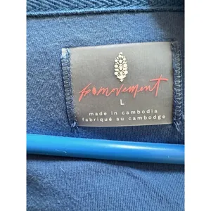 Free People Knockout Track Zip-Up Sweatshirt Oversized Cobalt Large thumbnail 4