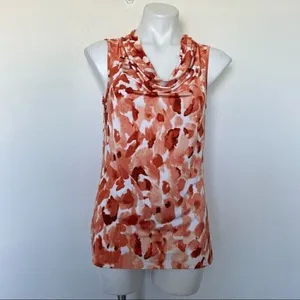 NEW Dana Buchman XS Cowl Neck Sleeveless Abstract Top terracota casual workwear thumbnail 7