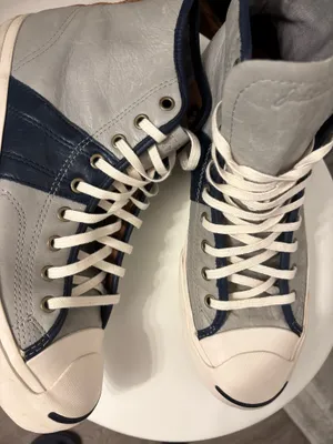 Jack Purcell Converse Sneakers high top Leather grey/blue boho or casual sz10 thumbnail 6