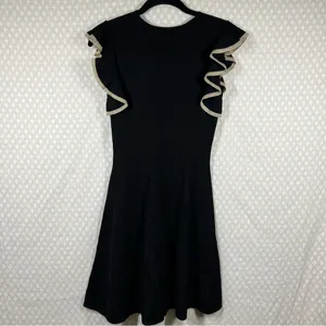 Shoshanna Black Gold Ruffle Sleeve Knit‎ Dress thumbnail 8