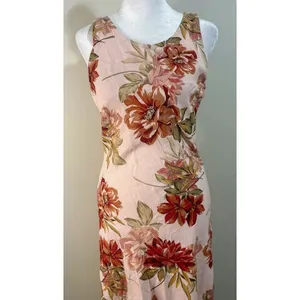 Paper Heart Floral Maxi Dress Womens S Pink New Linen Blend Open Back Sleeveless thumbnail 2