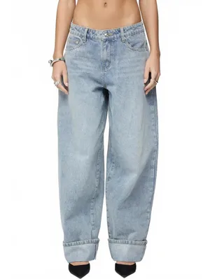 Edikted Kella Low Rise Baggy Jeans NWT Blue Vintage Washed Size Small thumbnail 5