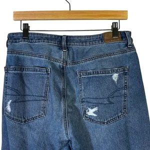 American Eagle Mom Jeans Womens 12 Medium Wash Distressed‎ Straight High Rise thumbnail 6