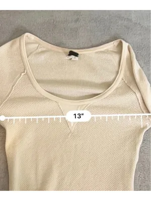 Free People Cream Long Sleeve Thermal Top with Patches XS-S thumbnail 7