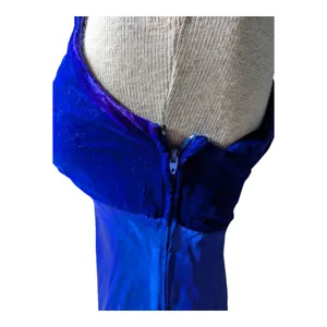 Vtg 1990s Zum Zum Blue Velvet Bow Accent Satin Skirt Maxi Prom Dress 3 4 thumbnail 5